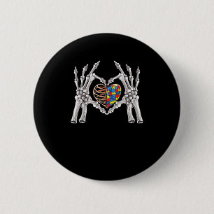 Autismus Bewusstsein Gothic Skull Hand Autismus Pu Button