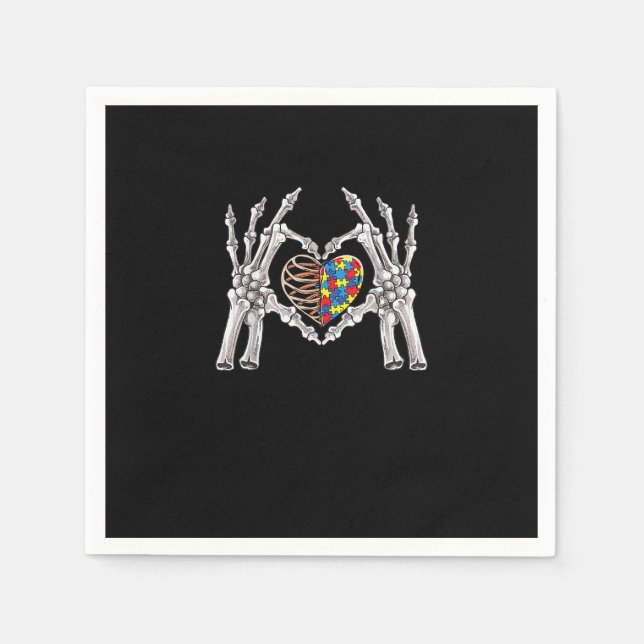 Autismus Bewusstsein Gothic Skull Hand Autismus Pu Serviette (Vorderseite)