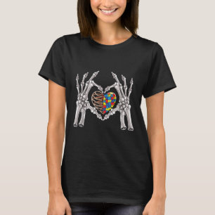 Autismus Bewusstsein Gothic Skull Hand Autismus Pu T-Shirt