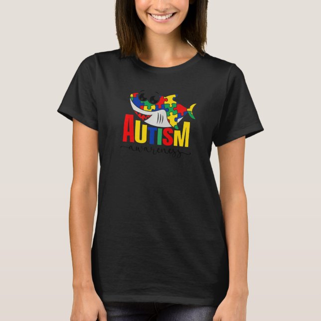 Autismus Bewusstsein Hai Puzzle Stücke Autismus Ki T-Shirt (Vorderseite)
