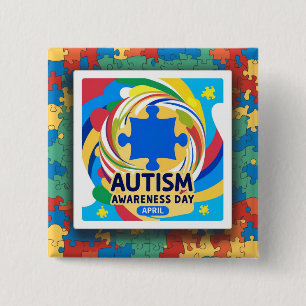 Autismus Bewusstsein Herz April Monat Button