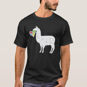 Autismus-Bewusstsein Herz Lama-Shirt Puzzle Autist T-Shirt