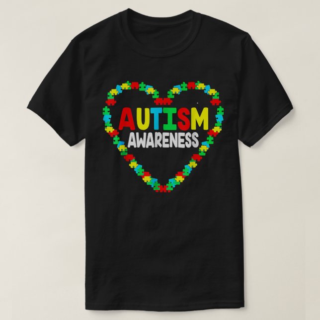 Autismus Bewusstsein Herz Puzzle Piece Support Aut T-Shirt (Design vorne)