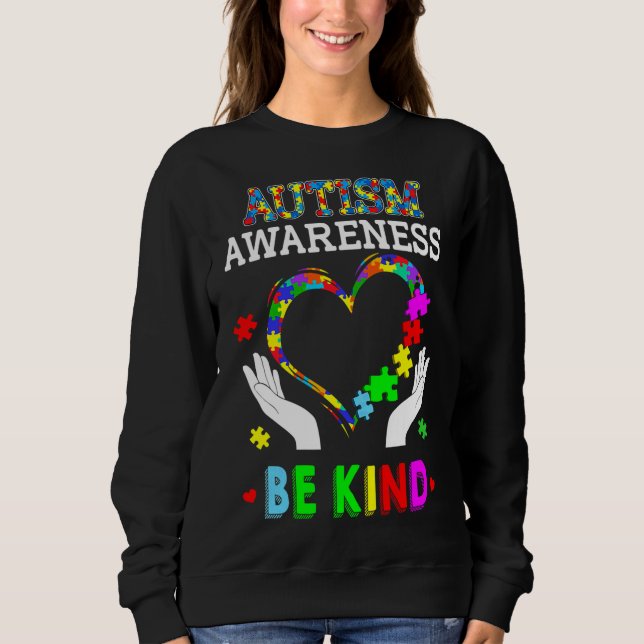 Autismus Bewusstsein Herz Puzzle Sei freundlich Sweatshirt (Vorderseite)