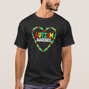 Autismus-Bewusstsein Herz-Puzzleteil-Mutter-Vater- T-Shirt