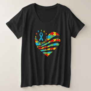 Autismus Bewusstsein Herz Unterstützung Autistisch Große Größe T-Shirt