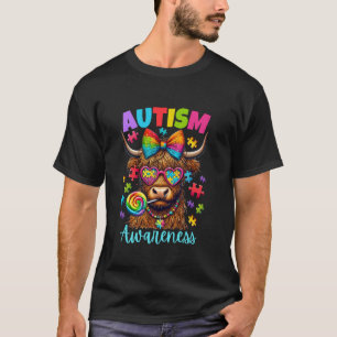 Autismus-Bewusstsein Highland Cow Puzzle-Teile ASD T-Shirt