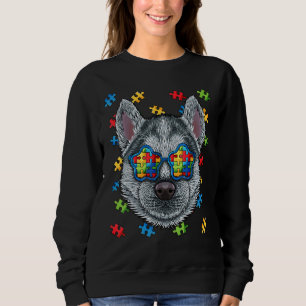 Autismus Bewusstsein Husky Puzzle Sonnenbrille Aut Sweatshirt