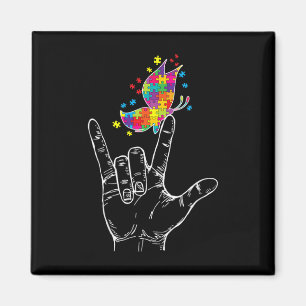 Autismus-Bewusstsein I Love You Asl Hand Gebärdens Magnet