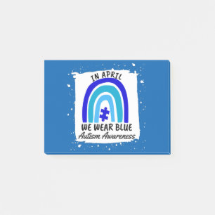 Autismus Bewusstsein im April tragen wir Blau Post-it Klebezettel