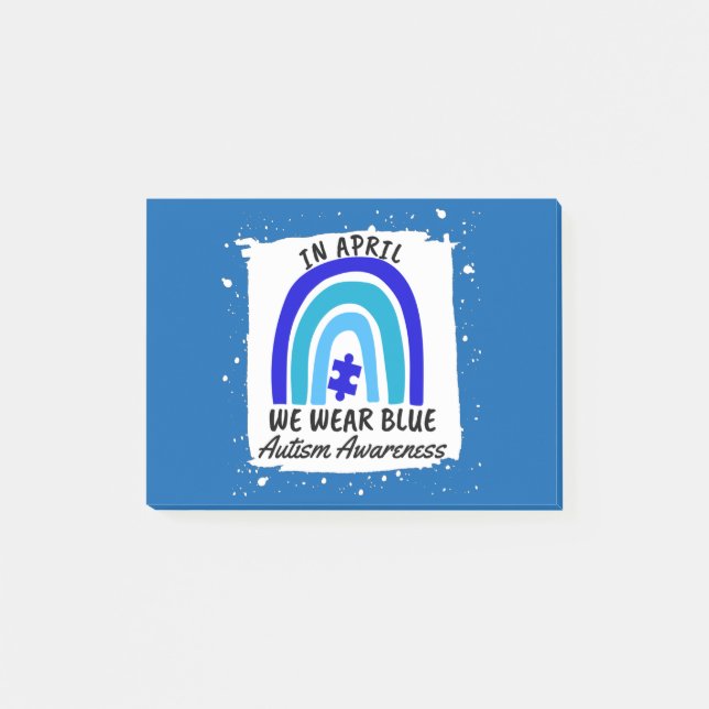 Autismus Bewusstsein im April tragen wir Blau Post-it Klebezettel (Vorderseite)