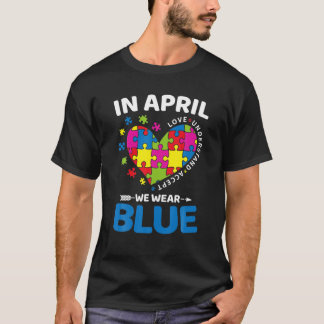 Autismus Bewusstsein im April tragen wir Blue Hear T-Shirt