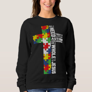 Autismus Bewusstsein Jesus Kreuz Puzzle Cool Chris Sweatshirt