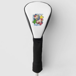 Autismus Bewusstsein Kawaii Einhorn und Puzzleteil Golf Headcover