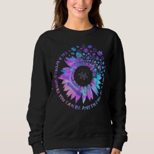 Autismus Bewusstsein Kindness Sonnenblumen Gefärbt Sweatshirt