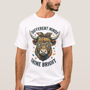 Autismus-Bewusstsein Kuh Vintage-Gravur Unterstütz T-Shirt