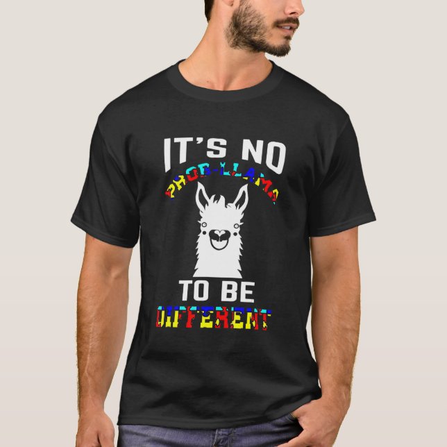 Autismus-Bewusstsein, Lama Kein Problem, Unterstüt T-Shirt (Vorderseite)