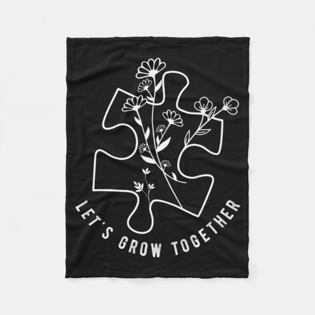 Autismus Bewusstsein Lehrer Puzzle Piece Let's Gro Fleecedecke (Vorderseite)