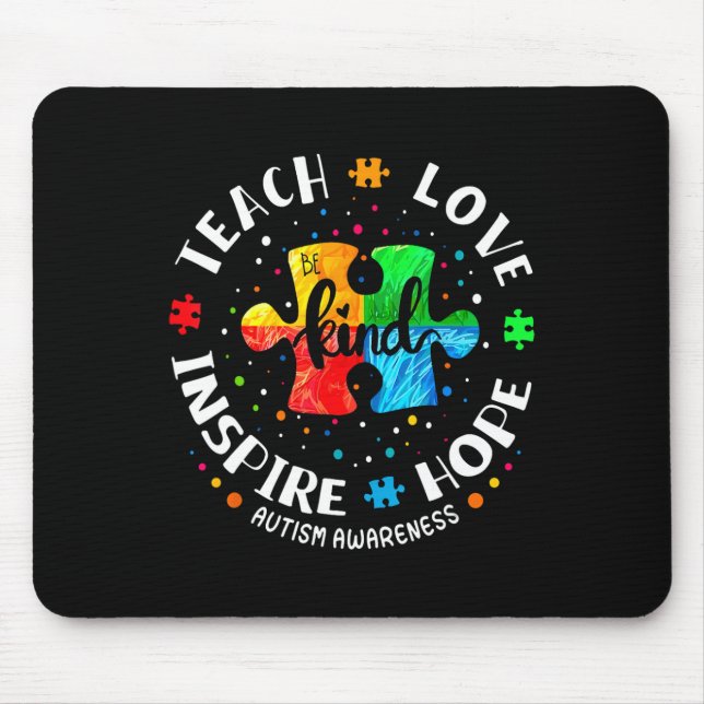 Autismus Bewusstsein Lehrer Shirt Autismus Bewusst Mousepad (Vorne)
