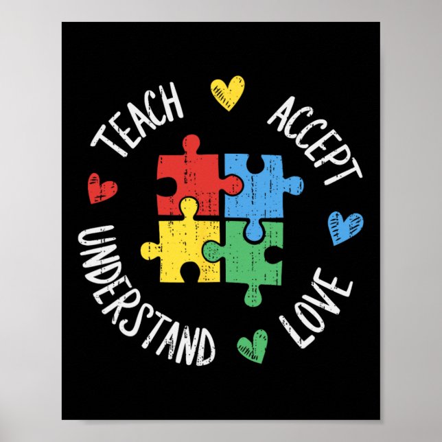 Autismus Bewusstsein Lehrer Sped Teach Accept Unde Poster (Vorne)