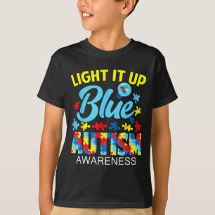 Autismus-Bewusstsein leuchte blaues Puzzle Glühbir T-Shirt