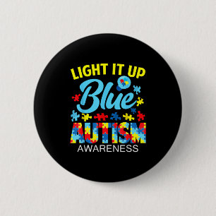 Autismus-Bewusstsein leuchte blaues Puzzle Lichtbi Button