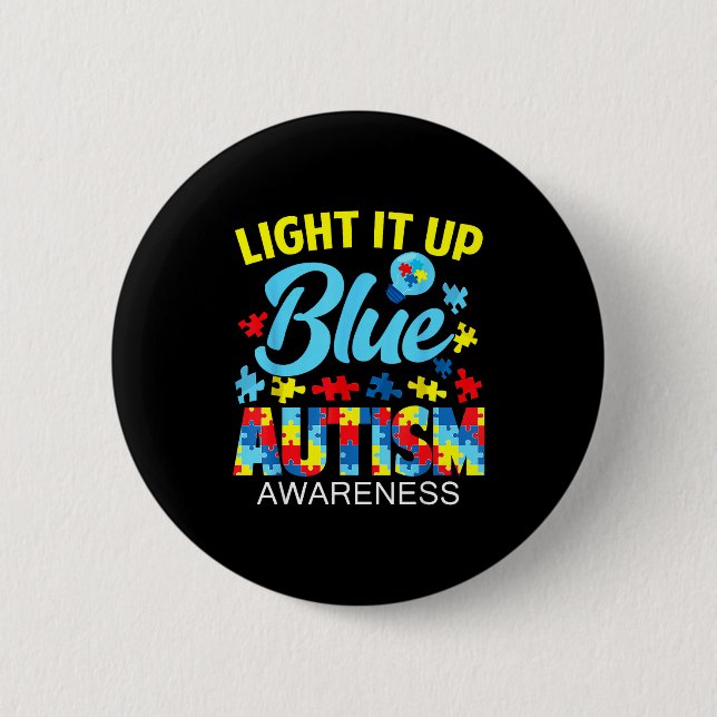 Autismus-Bewusstsein leuchte blaues Puzzle Lichtbi Button (Vorderseite)