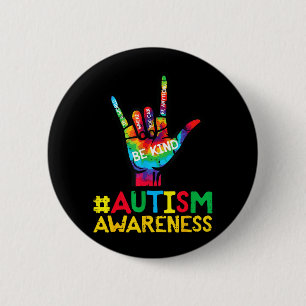 Autismus-Bewusstsein Liebe Hand Sei Freundlich ASL Button