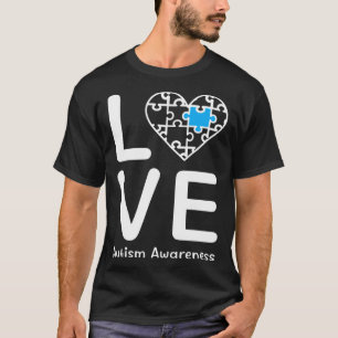 Autismus-Bewusstsein Liebesherz Blaues Puzzle für T-Shirt
