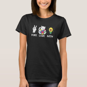 Autismus-Bewusstsein Lustig Frieden Liebe Autismus T-Shirt