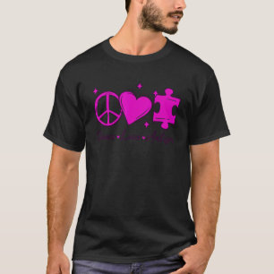 Autismus-Bewusstsein Lustig Frieden Liebe Puzzle K T-Shirt