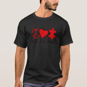 Autismus-Bewusstsein Lustig Frieden Liebe Puzzle K T-Shirt