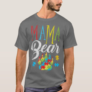 Autismus Bewusstsein Mama Bären Puzzle Piece Premi T-Shirt