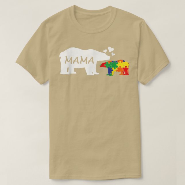 Autismus Bewusstsein Mama Bear Puzzle Piece Autist T-Shirt (Design vorne)