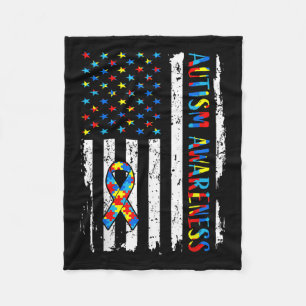 Autismus Bewusstsein Mama Vater Usa Flaggenwarnsys Fleecedecke