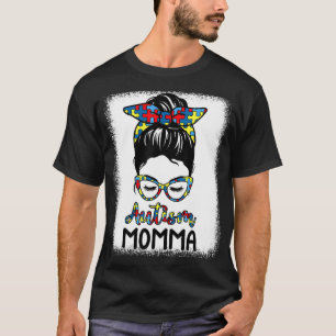 Autismus-Bewusstsein-Mamma-unordentlicher-Bun-gebl T-Shirt