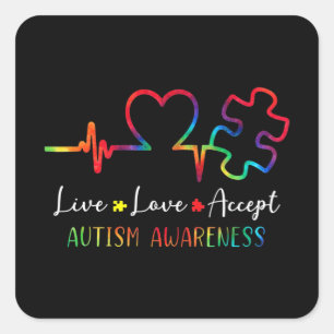 Autismus Bewusstsein Männer Frauen Kinder leben Li Quadratischer Aufkleber