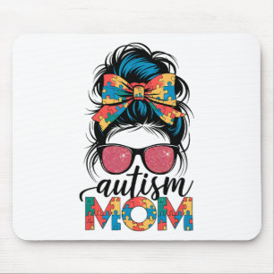 Autismus Bewusstsein Messy Bun Autismus Mama Coque Mousepad