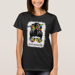 Autismus Bewusstsein Messy Bun Mama Leben Puzzle M T-Shirt