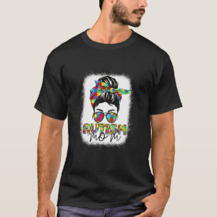 Autismus-Bewusstsein Mom Leben Unordentlicher Knot T-Shirt