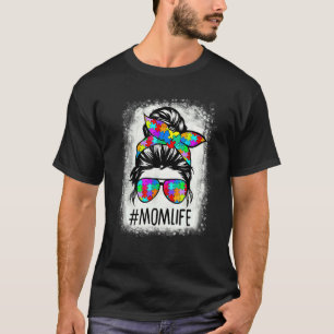 Autismus-Bewusstsein Momlife Unordentlicher Dutt P T-Shirt