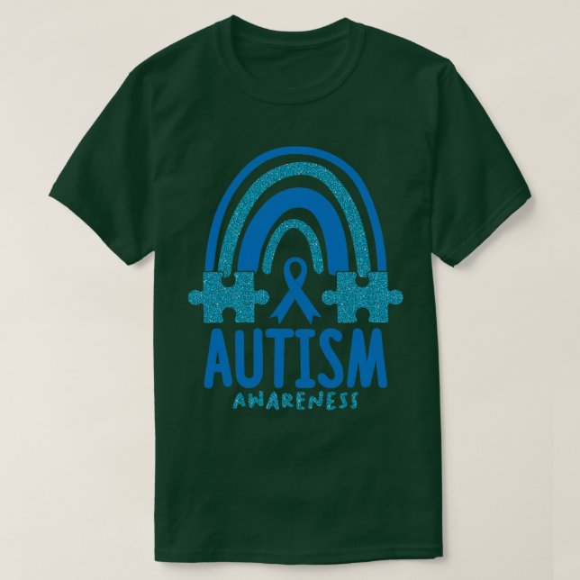 Autismus Bewusstsein Monat Blauer Regenbogen Puzzl T-Shirt (Design vorne)