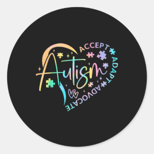Autismus Bewusstsein Monat Herz Liebe Akzeptieren Runder Aufkleber