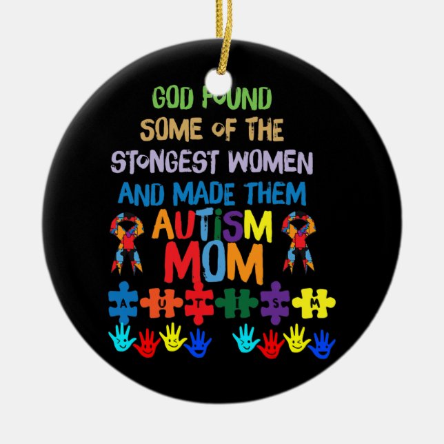 Autismus Bewusstsein Monat Mama Mutter Regenbogen Keramik Ornament (Vorne)