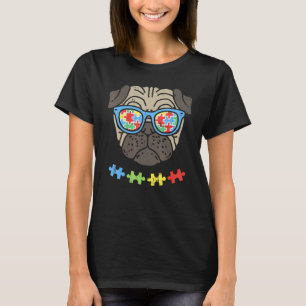 Autismus-Bewusstsein-Mops-Puzzle-Sonnenbrille-Hund T-Shirt