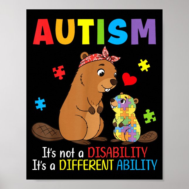 Autismus-Bewusstsein Mutter Biber Andersfähigkeit  Poster (Vorne)