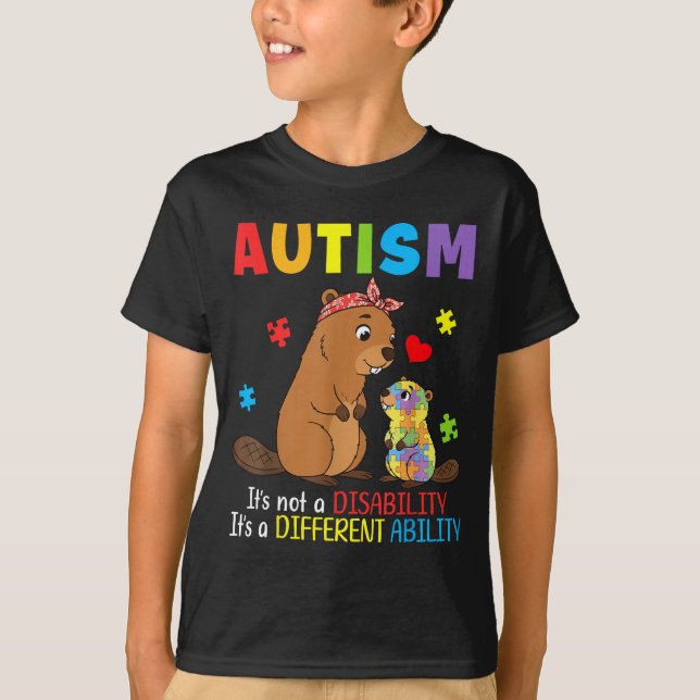 Autismus-Bewusstsein Mutter Bieber Andersfähigkeit T-Shirt (Vorderseite)