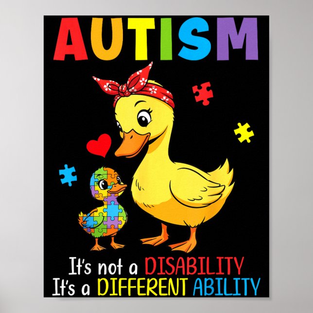 Autismus-Bewusstsein Mutter Ente Unterschiedliche  Poster (Vorne)