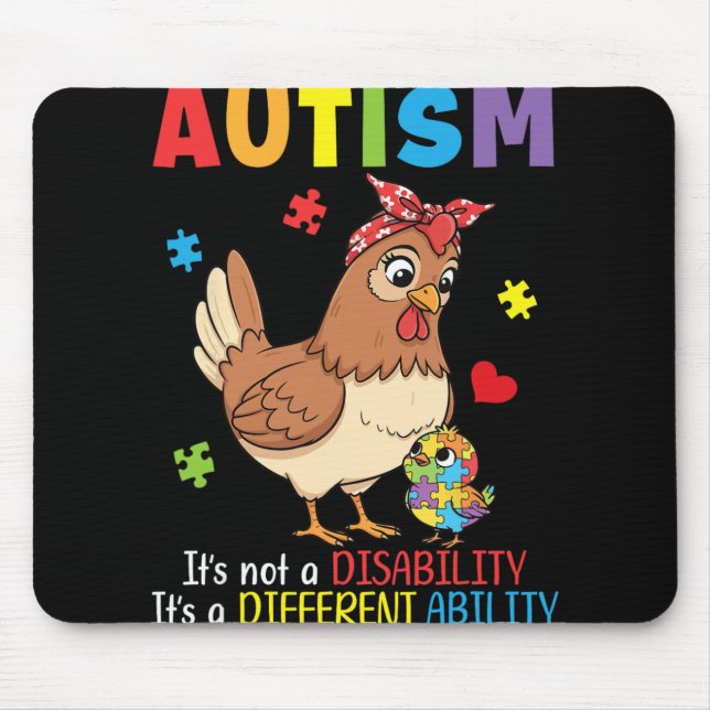 Autismus-Bewusstsein Mutter Huhn Andersfähigkeit  Mousepad (Vorne)