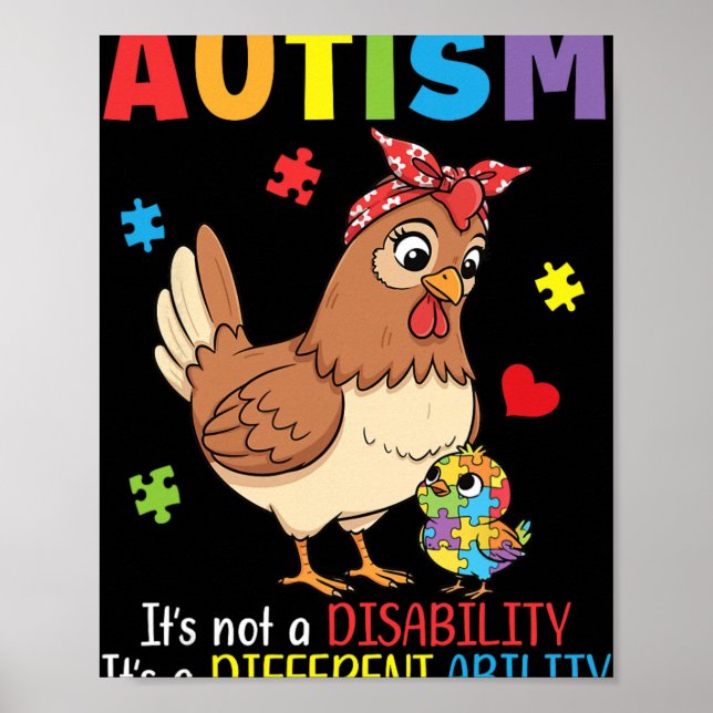Autismus-Bewusstsein Mutter Huhn Andersfähigkeit  Poster (Vorne)